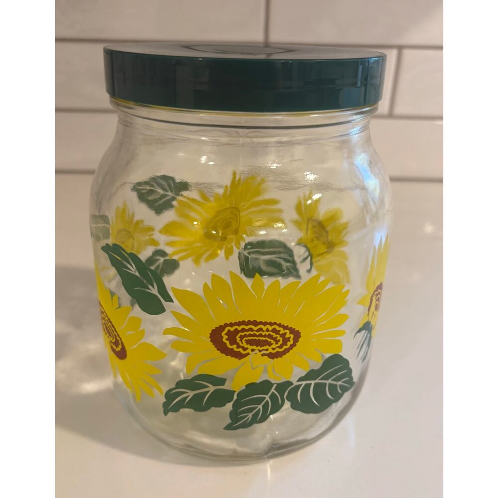 Vintage Sunflower Anchor Hocking Jar